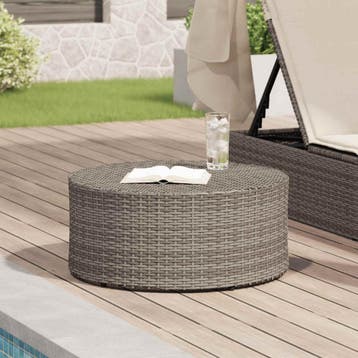vidaXL Buiten Koffietafel Grijs Ø 68 x 30 cm poly rattan, Verzenden