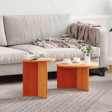 vidaXL Salontafel 2 pcs Wasbruin Massief grenenhout, Verzenden, Nieuw