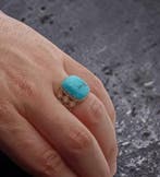 Turquoise - Zilver - Ring - 925, Antiek en Kunst