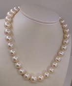 Halsketting Grote maat - 12x15 mm ronde witte Edisonparels,, Nieuw