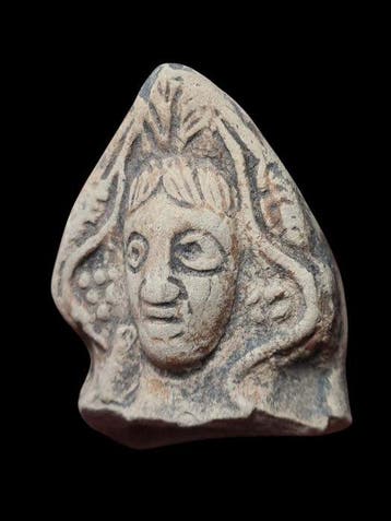 Romain antique Terre cuite Partie d’un manche de lampe à, Antiquités & Art