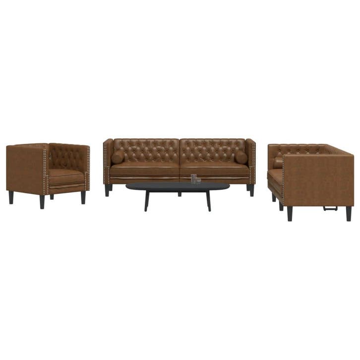 vidaXL 3-delige Loungeset Chesterfield met bolsters, Maison & Meubles, Canapés | Salons, Envoi
