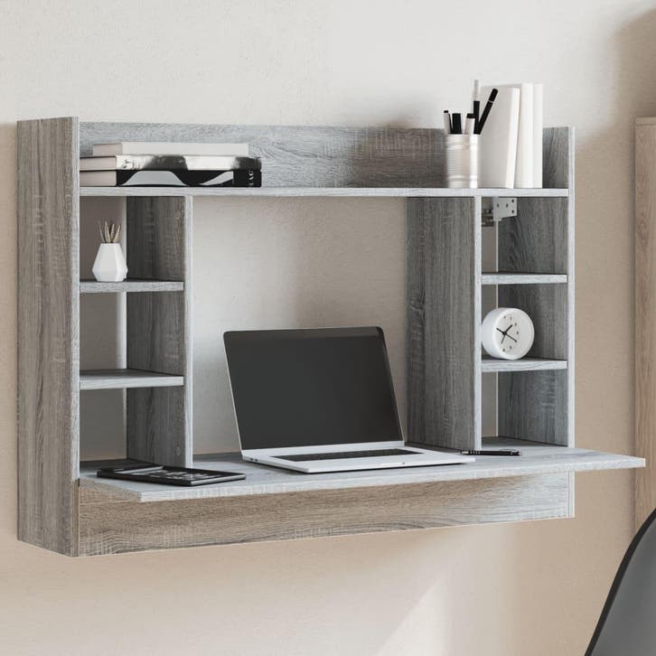 vidaXL Wandbureau 105x48x75 cm bewerkt hout grijs sonoma, Huis en Inrichting, Bureaus, Nieuw, Verzenden