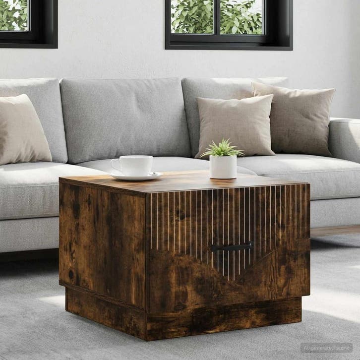 vidaXL Salontafel Gerookt eiken 49 x 50 x 37 cm Bewerkt hout, Maison & Meubles, Tables | Tables de salon, Envoi