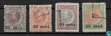 Suriname - Willem III, met opdruk - 1900, Timbres & Monnaies, Timbres | Surinam, Verzenden