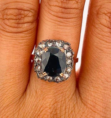 Zonder minimumprijs - Ring - 9 kt. Roségoud, Zilver Saffier, Nieuw