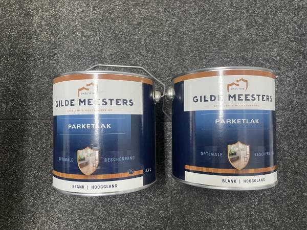 Veiling - 2x Gilde Meesters Parketlak Hoogglans – 2,5 L ?, Doe-het-zelf en Bouw, Verf, Beits en Lak