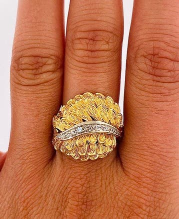Bague - 18 carats Or jaune, Or blanc Diamant (Naturelle)