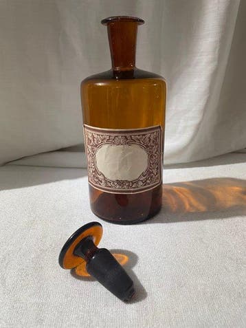 Apothekerspot (7) - amberkleurig glas - Portugese apotheek, Antiek en Kunst