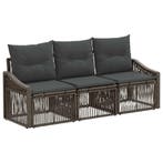 vidaXL Tuinbank Set 3 pcs Grijs poly rattan, Tuin en Terras, Verzenden, Nieuw