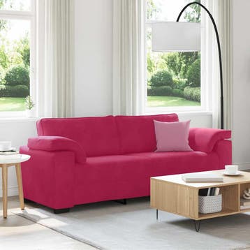 vidaXL 3-zitsbank / zetel wijnrood 220x77x82 cm fluweel, Verzenden