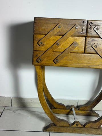 Naaidoos - Naaitafel in accordion-stijl op Lyre-pedestal –, Antiquités & Art