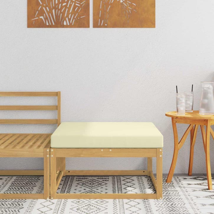 vidaXL Buiten Voetenbank Polyester Wit, Tuin en Terras, Tuinsets en Loungesets, Nieuw, Verzenden