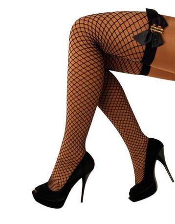 KIMU® Zwarte Netkousen Overknee Sokken Strikjes Sexy Golddig, Kleding | Dames, Ophalen of Verzenden, Nieuw