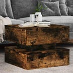 vidaXL Salontafel met metalen poten 50x50x40 cm gerookt, Verzenden