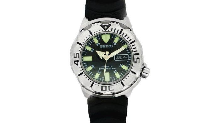 Seiko - SKX799 BLACK MONSTER - Zonder minimumprijs -, Handtassen en Accessoires, Horloges | Antiek