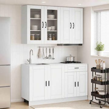 vidaXL Keukenblok PORTO 4 st Wit Bewerkt hout, Huis en Inrichting, Verzenden, Nieuw