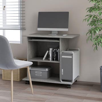 vidaXL Computerbureau 80x50x75 cm bewerkt hout betongrijs, Verzenden, Nieuw