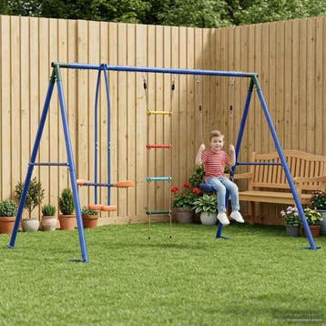 vidaXL Buiten Schommelset Meerkleurig Staal en PE, Kinderen en Baby's, Speelgoed | Buiten | Speeltoestellen, Verzenden, Nieuw