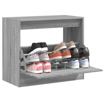 vidaXL Schoenenkast 80x42x69 cm bewerkt hout grijs sonoma, Huis en Inrichting, Kasten | Schoenenkasten, Verzenden, Nieuw