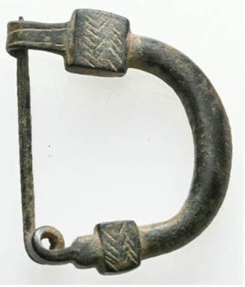 Oud-Grieks Brons, - Uitzonderlijke Frigische fibula/broche