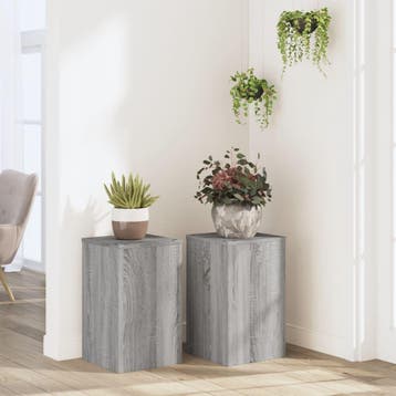 vidaXL Plantenstandaards 2 st 30x30x50 cm bewerkt hout grijs, Verzenden