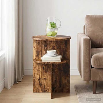 vidaXL Bijzettafel Gerookt eiken Ø 39,5 x 55 cm Bewerkt hout, Verzenden