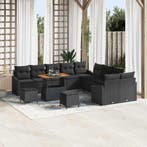 vidaXL Tuinbank Set met kussen 13 pcs Zwart poly rattan, Verzenden, Nieuw