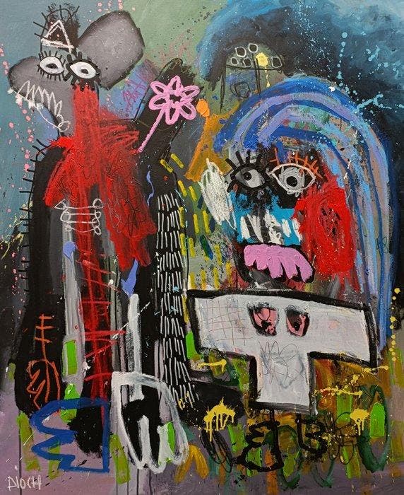 PIOCH - Dans ce champ, Antiek en Kunst, Kunst | Schilderijen | Modern