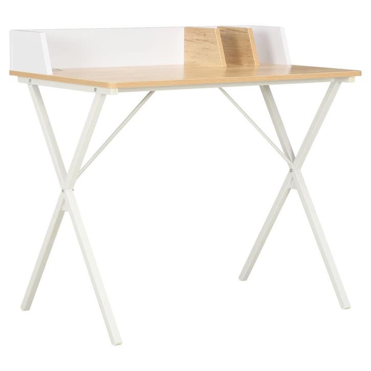 vidaXL Bureau 80x50x84 cm wit en natuurlijk, Maison & Meubles, Bureaux, Envoi