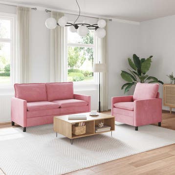 vidaXL bank / zetelstel 2 st Roze Fluweel, Verzenden, Nieuw
