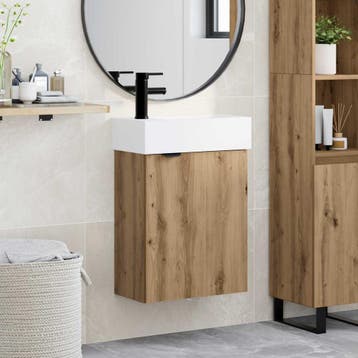 vidaXL Badkamermeubel met kraan Artisanaal eiken 45,5 x 22,5, Verzenden