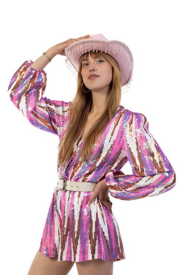 KIMU® Cowboyhoed Roze Strass Steentjes Cowboy Western Hoed D, Ophalen of Verzenden, Nieuw