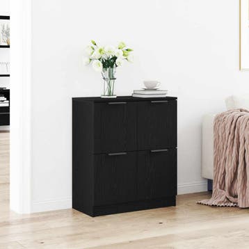 vidaXL Dressoir Zwart Eiken 60 x 30 x 70 cm Bewerkt hout, Verzenden, Nieuw
