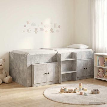 vidaXL Loft Bed Frame met Kast met opslag 3 st Betongrijs, Verzenden, Nieuw