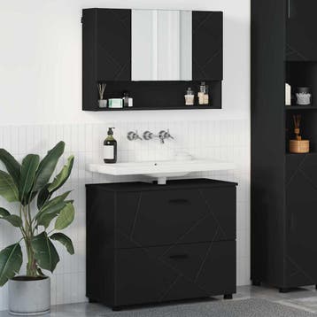 vidaXL Badkamermeubel Set 2 st Zwart 76,5 x 35 x 64 cm, Verzenden