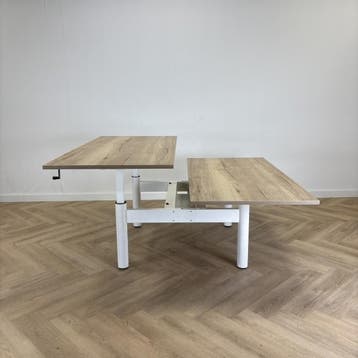 Gispen duo slingerbureau, 160x80 cm, natuur eiken - wit, Gebruikt