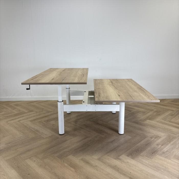Gispen duo slingerbureau, 160x80 cm, natuur eiken - wit, Maison & Meubles, Bureaux