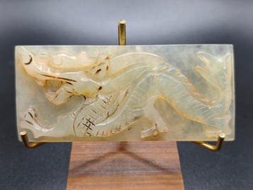 Oude Serpentine Group Draak-amulet - Hoogte: 87.95 mm -
