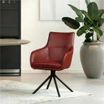 Leren draaibare eetkamerstoel Fancy - Granada Rouge (rood), Huis en Inrichting, Stoelen, Industrieel, Modern, Scandinavisch, Nieuw
