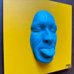 gregos - Blue light mockery on yellow background