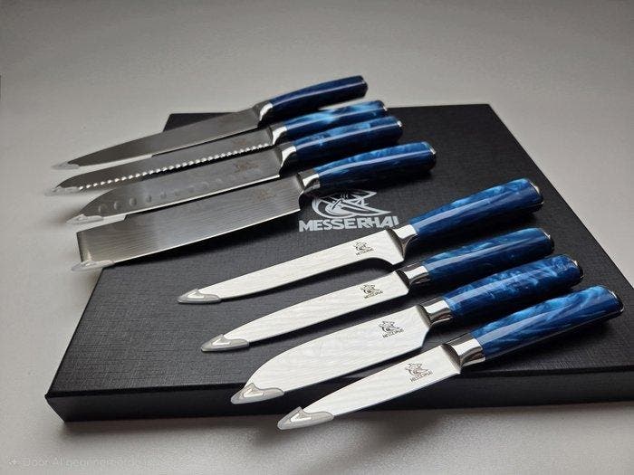 Messerhai-Aoi - Keukenmes - Professionele 8-delige chefs, Antiquités & Art, Antiquités | Ustensiles de cuisine