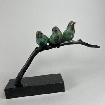 J. Zak (XX-XXI) - 3 sparrows on a branch - bronze (Edition