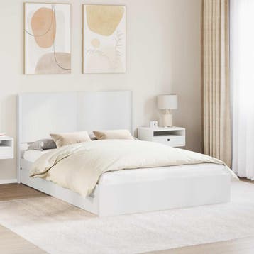 vidaXL Bedframe met opbergruimte en hoofdbord Wit 160 x 200, Huis en Inrichting, Verzenden, Nieuw