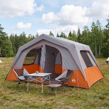 vidaXL Familietent 533 x 312 x 230 cm Grijs en Oranje, Verzenden, Nieuw