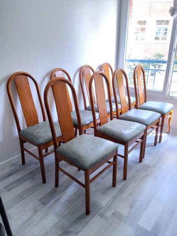 Baumann - Stoel (8) - hout, polyester - Baumann Paris-8 sets