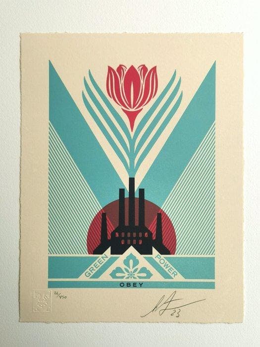 Shepard Fairey (OBEY) (1970) - Green Power Factory, Antiek en Kunst, Kunst | Designobjecten