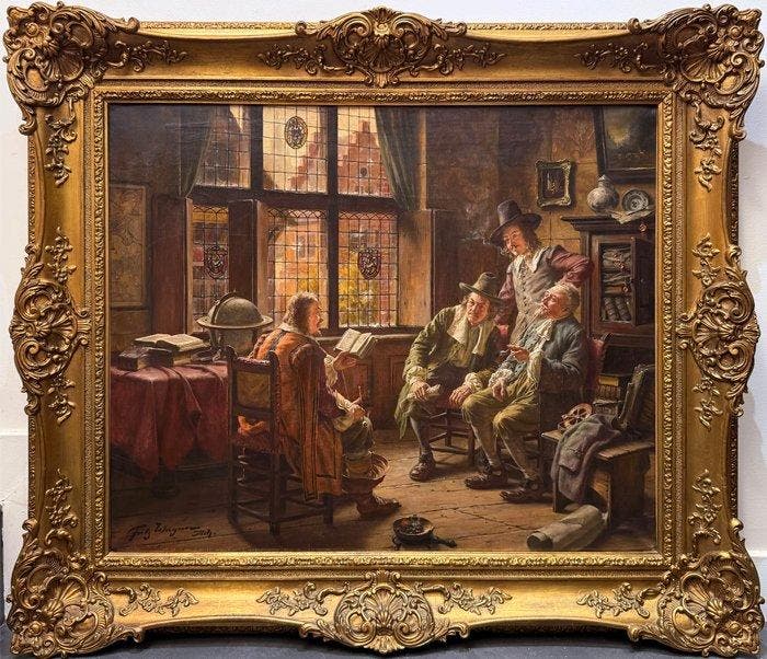 Fritz Wagner (1896-1939) - Joyeuse Compagnie dans un, Antiek en Kunst, Kunst | Schilderijen | Klassiek
