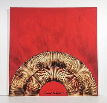 Bernard Aubertin (1934-2015) - Dessin de Feu sur Table Rouge