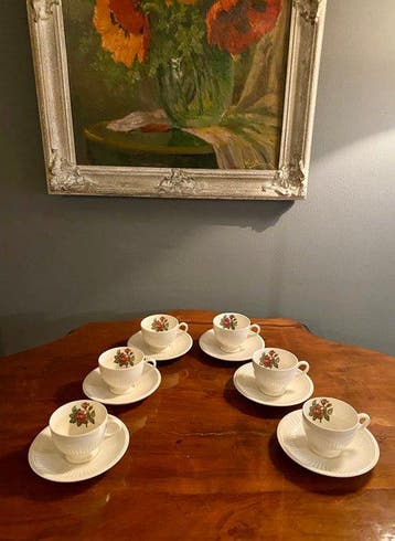 Wedgwood - Service à thé (6) - Moss Rose - Queens Ware -
